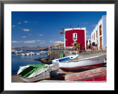 Boats And Old Red House, Old Port, Puerto Del Carmen, Lanzarote, Canary Islands, Spain by Marco Simoni Pricing Limited Edition Print image