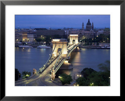 View Over Chain Bridge And St. Stephens Basilica, Budapest, Hungary by Gavin Hellier Pricing Limited Edition Print image