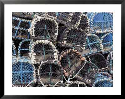 Lobster Pots In Fishing Harbour At Loguivy, Cote De Granit Rose, Cotes D'armor, Brittany, France by David Hughes Pricing Limited Edition Print image