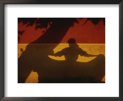 The Shadows Of A Tree And Dancing Woman On A Brightly-Painted Wall by Raul Touzon Pricing Limited Edition Print image