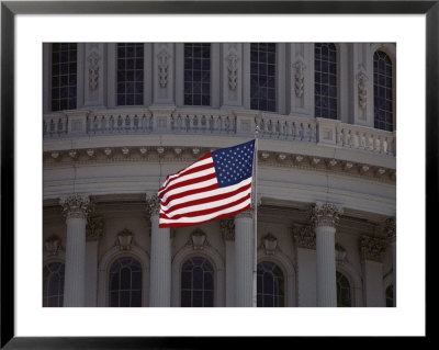 A Backlit American Flag Glows Against The Dome Of The Capitol Building by Stephen St. John Pricing Limited Edition Print image