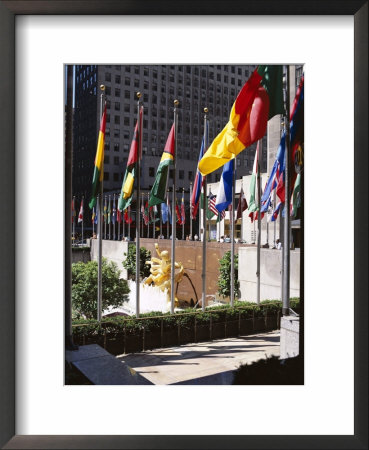 Flags Outside The Rockefeller Center, New York City, New York, Usa by Walter Rawlings Pricing Limited Edition Print image