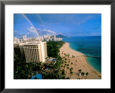 Rainbow Over Waikiki Beach, Oahu, Hawaii by Lee Foster Pricing Limited Edition Print image