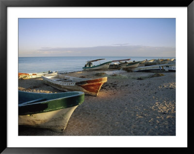 Boats On The Beach In Celestun, Yucatan, Mexico by Mark Newman Pricing Limited Edition Print image