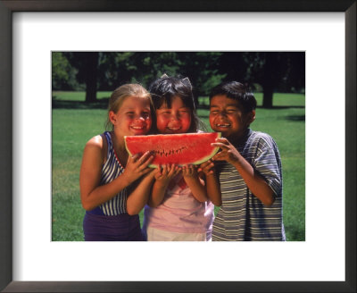 Children In Park Eating Watermelon by Mark Gibson Pricing Limited Edition Print image
