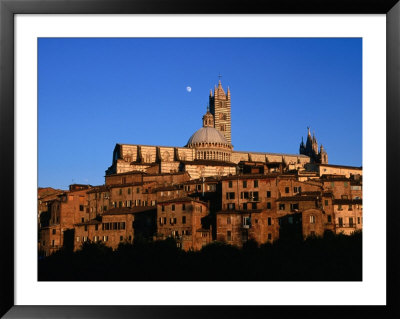 Cathedral And Houses Below The Moon, Siena, Tuscany, Italy by David Tomlinson Pricing Limited Edition Print image