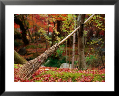 Broom And Gardens At Eikando Temple, Kyoto, Japan by Frank Carter Pricing Limited Edition Print image