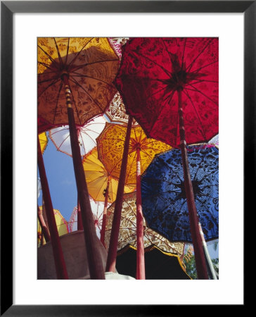 Decorative Umbrellas, Temple Festival, Mas, Bali, Indonesia, Asia by James Green Pricing Limited Edition Print image