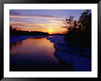 Partly Frozen River At Dusk, Kuusamo, Finland by David Tipling Pricing Limited Edition Print image