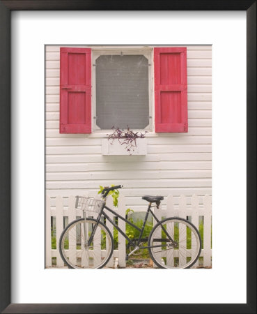 Beach House And Bicycle, Loyalist Cays, Bahamas, Caribbean by Walter Bibikow Pricing Limited Edition Print image