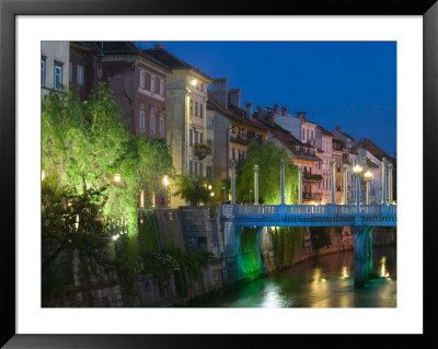 Evening View Of Ljubljanica Riverfront Buildings, Slovenia by Walter Bibikow Pricing Limited Edition Print image