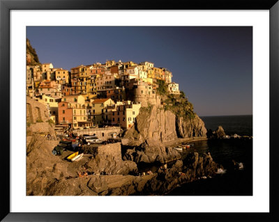 Late Afternoon Town View, Manarola, Rivera Di Levante, Cinque Terre, Liguria, Italy by Walter Bibikow Pricing Limited Edition Print image