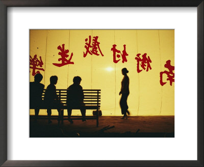Chinese Characters Printed On A Backdrop At A Cultural Performance by Eightfish Pricing Limited Edition Print image