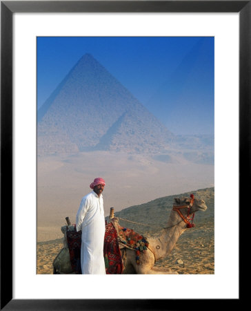 Man And Camel At Pyramids, Cairo, Egypt by Peter Adams Pricing Limited Edition Print image
