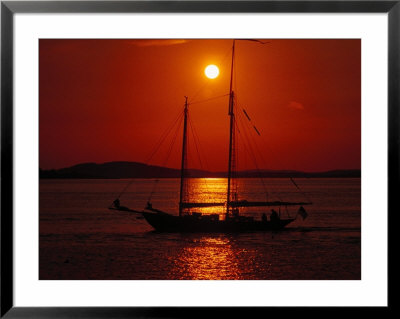 Silhouetted Sailboat, Rockport, Maine by Russell Burden Pricing Limited Edition Print image