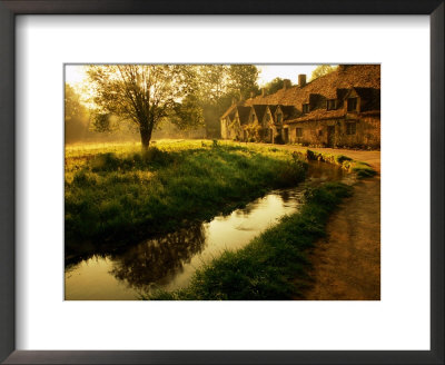 Morning Mist On Rack Isle Outside Weavers' Cottages, Arlington Row, Bibury, United Kingdom by Barbara Van Zanten Pricing Limited Edition Print image