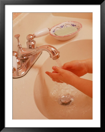 Young Girl Washing Hands In Sink by Chris Lowe Pricing Limited Edition Print image