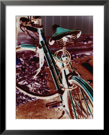 A Cyan Bike Against A Bright Red Background by Stacy Gold Pricing Limited Edition Print image