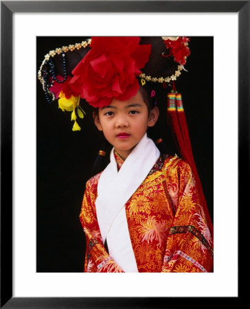 Portrait Of Girl Dressed In Traditional Manchurian Costume, Chengde, China by Keren Su Pricing Limited Edition Print image