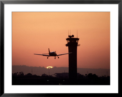 Airport Control Tower With Plane Descending, Ca by Doug Mazell Pricing Limited Edition Print image