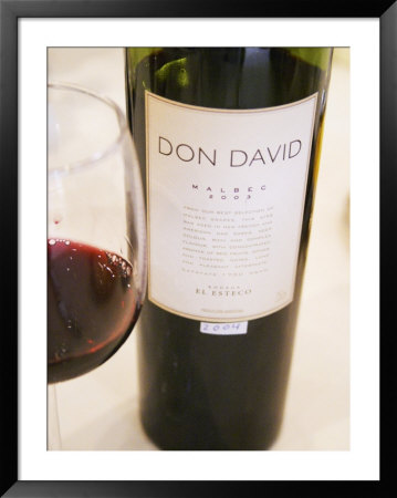 Bottle And Glass Of Don David Malbec, Restaurant In Sheraton Hotel, Bodega El Esteco Mendoza by Per Karlsson Pricing Limited Edition Print image