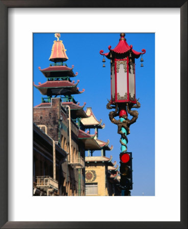 Lamp-Post In Chinatown With Buildings Behind, San Francisco, Usa by John Elk Iii Pricing Limited Edition Print image