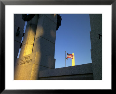 The World War Ii Memorial, A U.S. Flag And The Washington Monument by Raul Touzon Pricing Limited Edition Print image