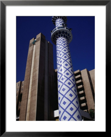 Blue And White Minaret Next To El Seef Mall, Dubai, United Arab Emirates by Tony Wheeler Pricing Limited Edition Print image