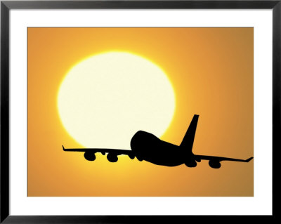 Silhouette Of Airplane With Sun by David Davis Pricing Limited Edition Print image