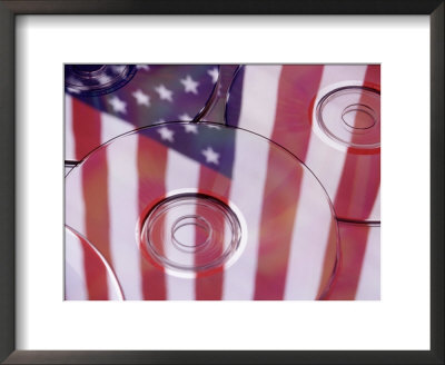Cds With Reflection Of American Flag by Jim Corwin Pricing Limited Edition Print image