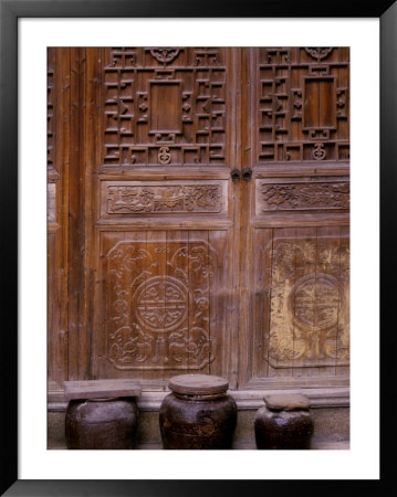 Wine Jars With Wood Screen In Huizhou-Styled Architecture, Anhui Province, China by Keren Su Pricing Limited Edition Print image