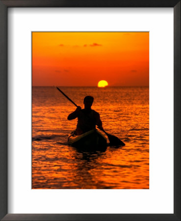 Sea Kayaking At Sunset, Bahama Out Islands, Bahamas by Greg Johnston Pricing Limited Edition Print image