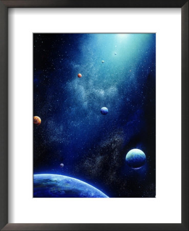 Space Illustration Of Illuminated Planets by Ron Russell Pricing Limited Edition Print image