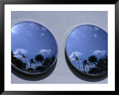 A Mirrored View Of Palms In The South Beach Art-Deco District, Miami, Florida, Usa by Lawrence Worcester Pricing Limited Edition Print image