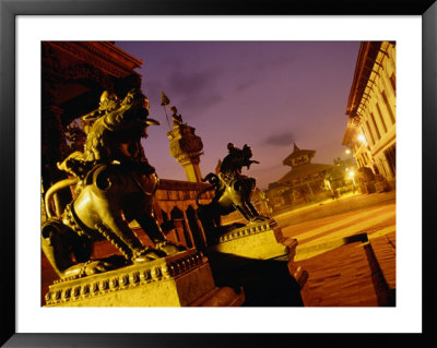 Stone Guardian Lions Surrounding The Vatsala Durga Temple, Bhaktapur, Nepal by Ryan Fox Pricing Limited Edition Print image