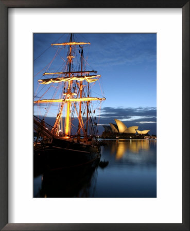Sydney Opera House And Tall Ship At Dawn, Sydney, Australia by David Wall Pricing Limited Edition Print image