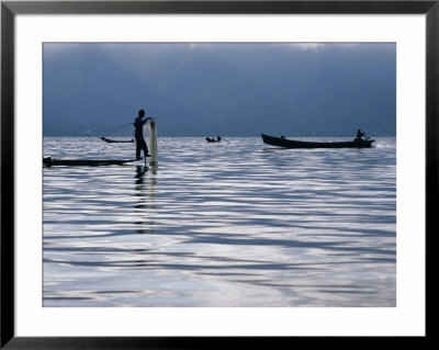 Fisherman On Boat With Net On Lake Inle Inle Lake, Shan State, Myanmar (Burma) by Glenn Beanland Pricing Limited Edition Print image