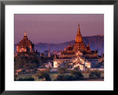 Thatbyinnyu Pahto (Left) And Anando Pahto Temples At Sunset, Old Bagan, Mandalay, Myanmar (Burma) by Anders Blomqvist Pricing Limited Edition Print image