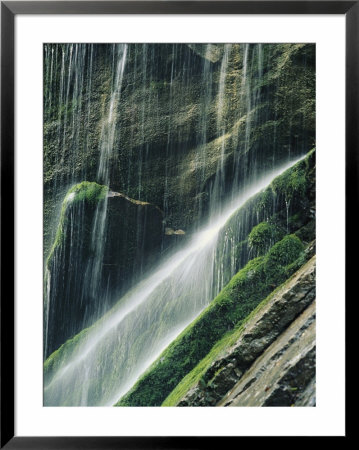 Waterfall Against Mossy Rock, Berchtesgaden National Park, Germany by Norbert Rosing Pricing Limited Edition Print image