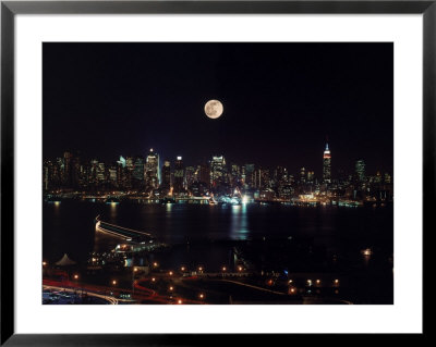 Midtown Manhattan Skyline With Full Moon, Nyc by Warren Flagler Pricing Limited Edition Print image