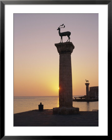 Entrance To Rhodes Harbour At Dawn, Rhodes, Dodecanese Islands, Greece, Europe by John Miller Pricing Limited Edition Print image