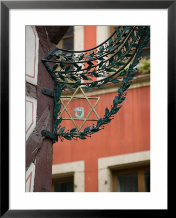 Star Of David Detail On Restaurant Sign, Colmar, Haut Rhin, Alsace, France by Walter Bibikow Pricing Limited Edition Print image
