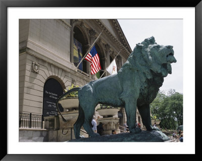 Bronze Lions Stand Guard Over The Art Institute Of Chicago Entrance by Paul Damien Pricing Limited Edition Print image