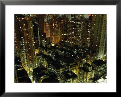 Inland View Of Sheung Wan And Central With Buildings Glowing At Night by Eightfish Pricing Limited Edition Print image