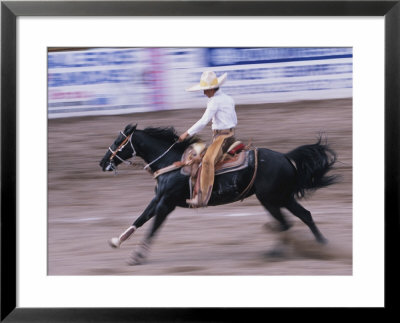 Cowboy Riding Horse At The Charro, Puerto Vallarta, Mexico by John & Lisa Merrill Pricing Limited Edition Print image