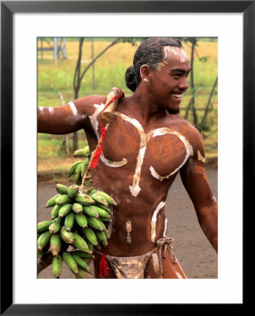 Native Preparing To Compete In Banana Race, Tapati Festival, Rapa Nui, Easter Island, Chile by Bill Bachmann Pricing Limited Edition Print image