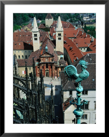 Sculpted Cock Standing High Above Entrance, Prague, Czech Republic by Richard Nebesky Pricing Limited Edition Print image