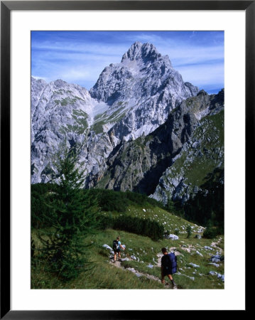 Hikers On Konigsee-Wimbachtal Below South Peak Of Waltzmann, Berchtesgaden, Bavaria, Germany by Grant Dixon Pricing Limited Edition Print image