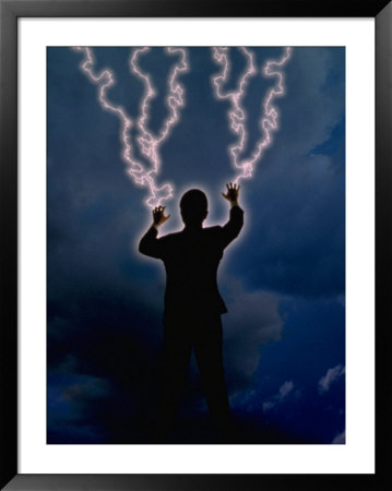 Silhouette Of Man Channeling Rays Of Energy by Carol & Mike Werner Pricing Limited Edition Print image