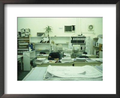 Man Sleeps At A Desk In A Construction Site Office In Hong Kong by Eightfish Pricing Limited Edition Print image